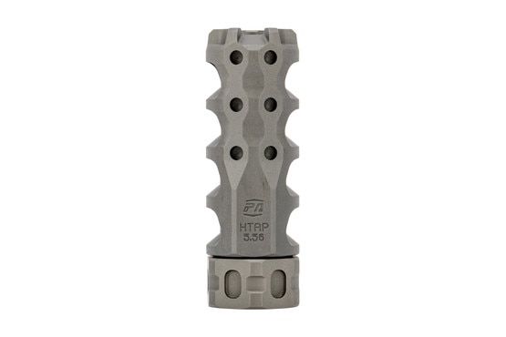 Precision Armament HYPERTAP .223 muzzle brake with integrated muzzle nut for easy installation in stainless